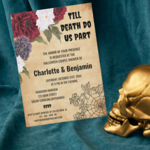 Vintage-Halloween-Paar-Dusch-Hochzeit Einladung