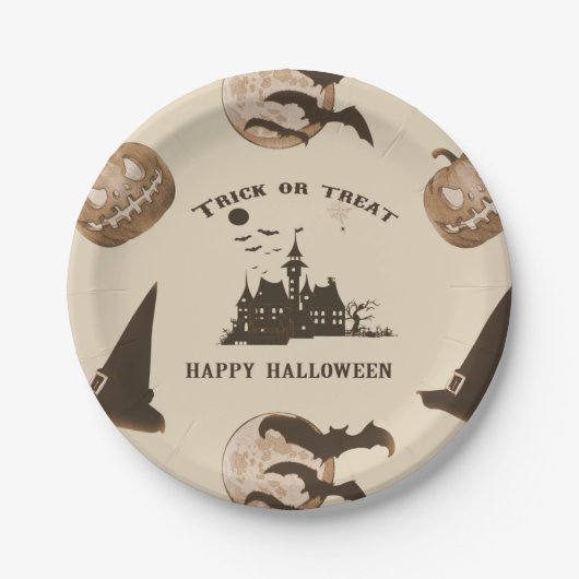 Vintage Halloween Pappteller (Vorderseite)