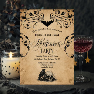 Vintage Halloween-Party-Einladung Gothic Rabe Einladung