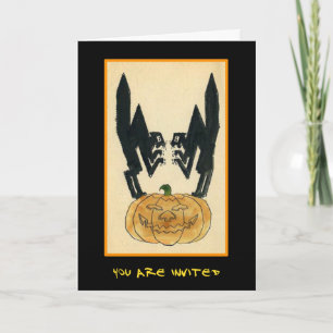Vintage-Halloween-Party-Einladung mit blutigem Tex Einladung