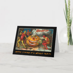 Vintage-Halloween-Party-Einladung mit blutigem Tex Einladung
