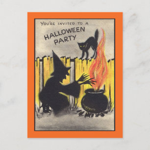 Vintage-Halloween-Party-Einladung Postkarte