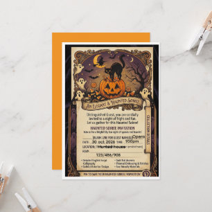 Vintage Halloween-Party-Einladungskarte Gruselig Einladung