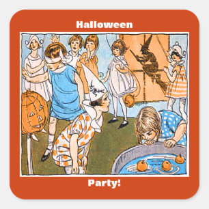 Vintage-Halloween-Party für Kinder Quadratischer Aufkleber