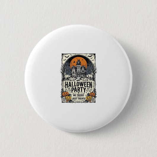 Vintage-Halloween-Party Keine Tricks, nur Leckerli Button (Vorderseite)