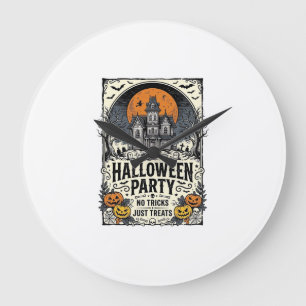 Vintage-Halloween-Party Keine Tricks, nur Leckerli Große Wanduhr