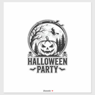 Vintage-Halloween-Party-Kürbis-Hexen-Shirt-Design Aufkleber