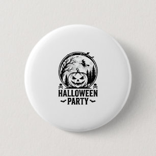 Vintage-Halloween-Party-Kürbis-Hexen-Shirt-Design Button