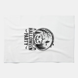 Vintage-Halloween-Party-Kürbis-Hexen-Shirt-Design Geschirrtuch