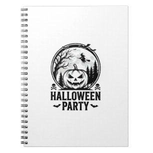 Vintage-Halloween-Party-Kürbis-Hexen-Shirt-Design Notizblock
