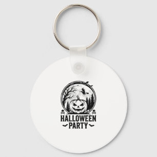 Vintage-Halloween-Party-Kürbis-Hexen-Shirt-Design Schlüsselanhänger