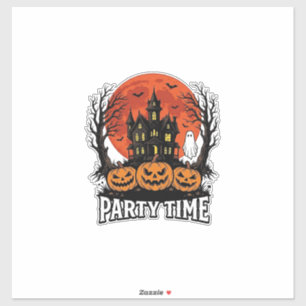 Vintage-Halloween-Party-Time-Geist-Kürbis-Shirt_1 Aufkleber