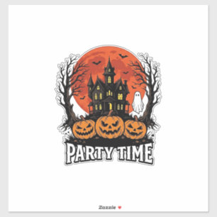 Vintage-Halloween-Party-Time-Geist-Kürbis-Shirt_1 Aufkleber