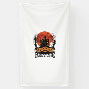 Vintage-Halloween-Party-Time-Geister-Kürbis-Shirt_ Banner