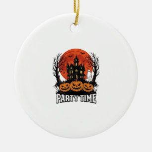Vintage-Halloween-Party-Time-Geister-Kürbis-Shirt_ Keramik Ornament