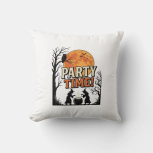 Vintage-Halloween-Party-Time-Hexenkessel-Shirt_ Kissen