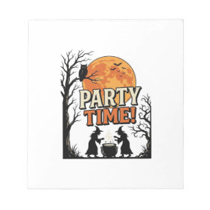 Vintage-Halloween-Party-Time-Hexenkessel-Shirt_ Notizblock
