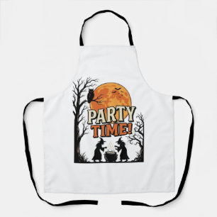 Vintage-Halloween-Party-Time-Hexenkessel-Shirt_ Schürze