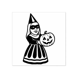 Vintage Halloween Party Woman Rubber Stamp Gummistempel