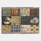 Vintage-Halloween-Patchwork-Herbst-Name-bestickt Decke (Vorderseite)