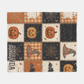 Vintage-Halloween-Patchwork-Quilt-Fleece-Decke Fleecedecke (Vorderseite (Horizontal))