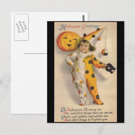 Vintage Halloween Postkarte (Vorne/Hinten)