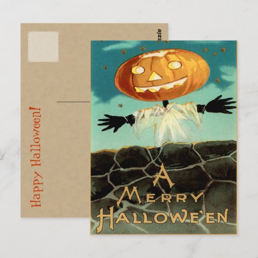 Vintage Halloween Postkarte (Vorne/Hinten)