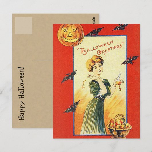 Vintage Halloween Postkarte (Vorne/Hinten)