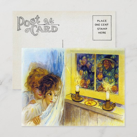 Vintage Halloween Postkarte (Vorne/Hinten)