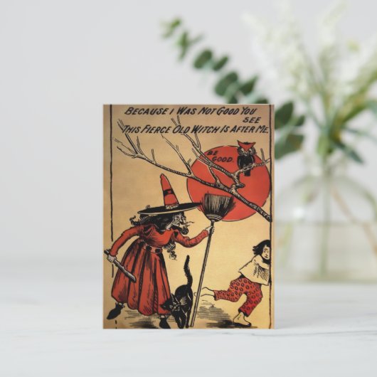 Vintage Halloween Postkarte (Stehend Vorderseite)