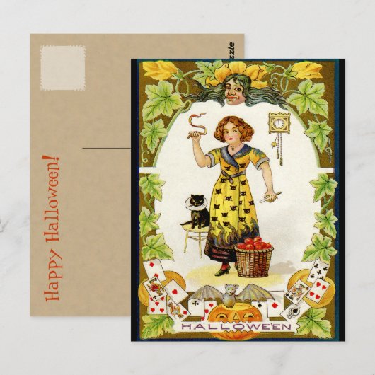 Vintage Halloween Postkarte (Vorne/Hinten)