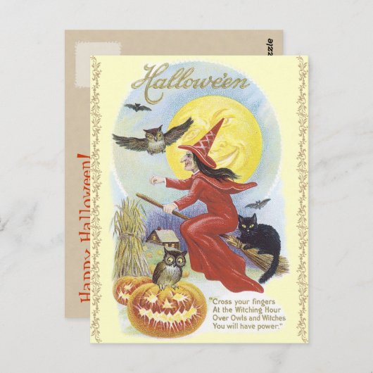 Vintage Halloween Postkarte (Vorne/Hinten)