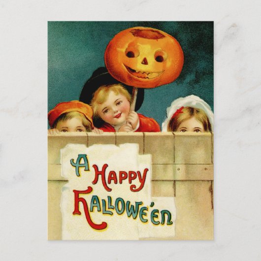 Vintage Halloween Postkarte (Vorderseite)