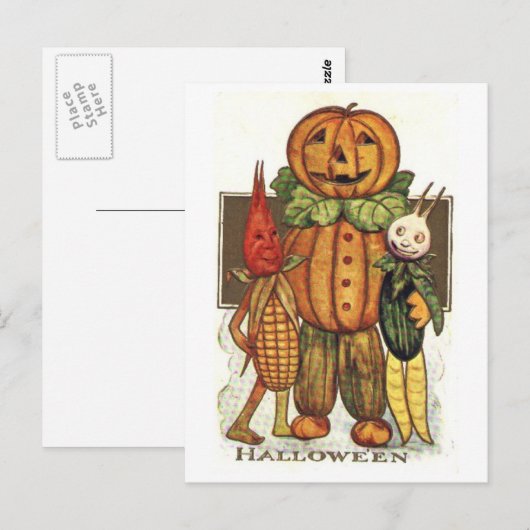 Vintage Halloween Postkarte (Vorne/Hinten)