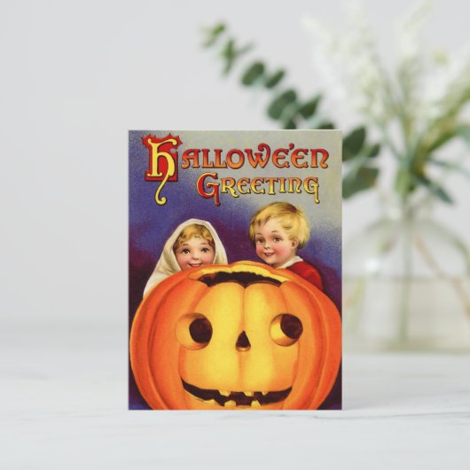 Vintage Halloween Postkarte (Stehend Vorderseite)