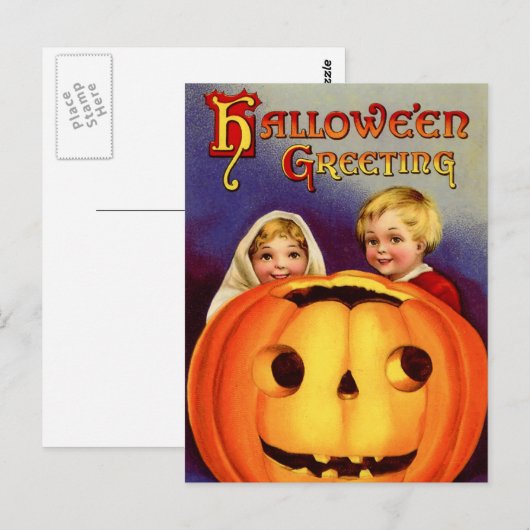 Vintage Halloween Postkarte (Vorne/Hinten)