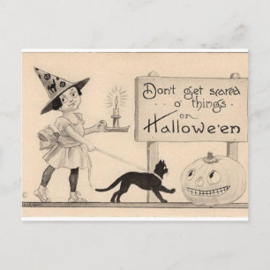 Vintage-Halloween-Postkarte: Enchanting Night of W Postkarte
