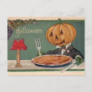Vintage Halloween Postkarte mit Pumpkin