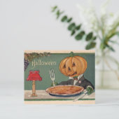 Vintage Halloween Postkarte mit Pumpkin (Stehend Vorderseite)