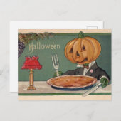 Vintage Halloween Postkarte mit Pumpkin (Vorne/Hinten)