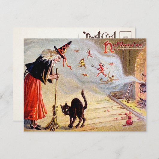 Vintage Halloween-Postkarte Postkarte (Vorne/Hinten)