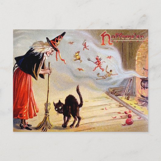 Vintage Halloween-Postkarte Postkarte (Vorderseite)