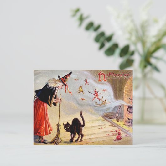 Vintage Halloween-Postkarte Postkarte (Stehend Vorderseite)
