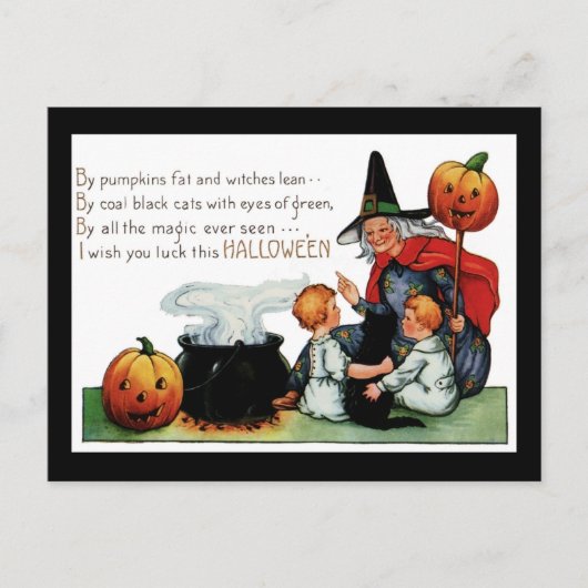 Vintage Halloween-Postkarte Postkarte (Vorderseite)