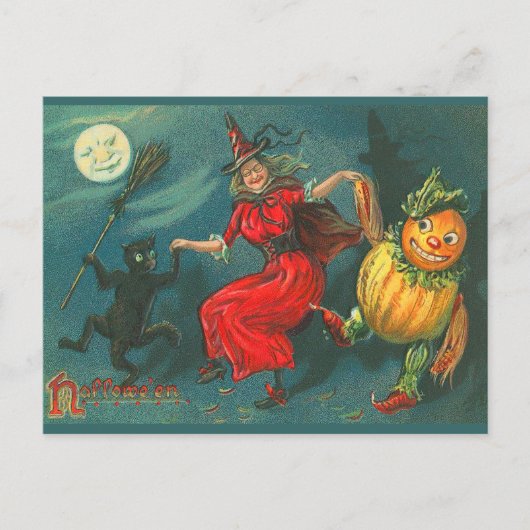 Vintage Halloween-Postkarte Postkarte (Vorderseite)