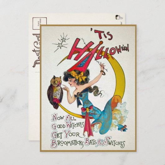 Vintage Halloween-Postkarte Postkarte (Vorne/Hinten)