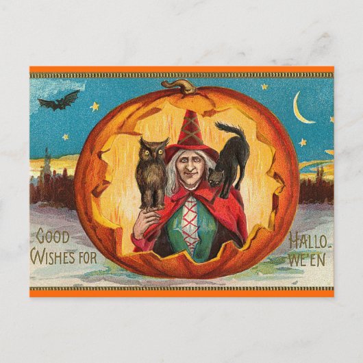 Vintage Halloween-Postkarte Postkarte (Vorderseite)