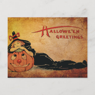 Vintage Halloween-Postkarte: Verzaubernde Nacht de Postkarte