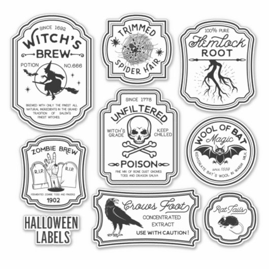 Vintage Halloween Potion Label Set (Vorderseite)