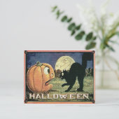 Vintage Halloween Pumpkin & Cat in Mosaik Postkarte (Stehend Vorderseite)